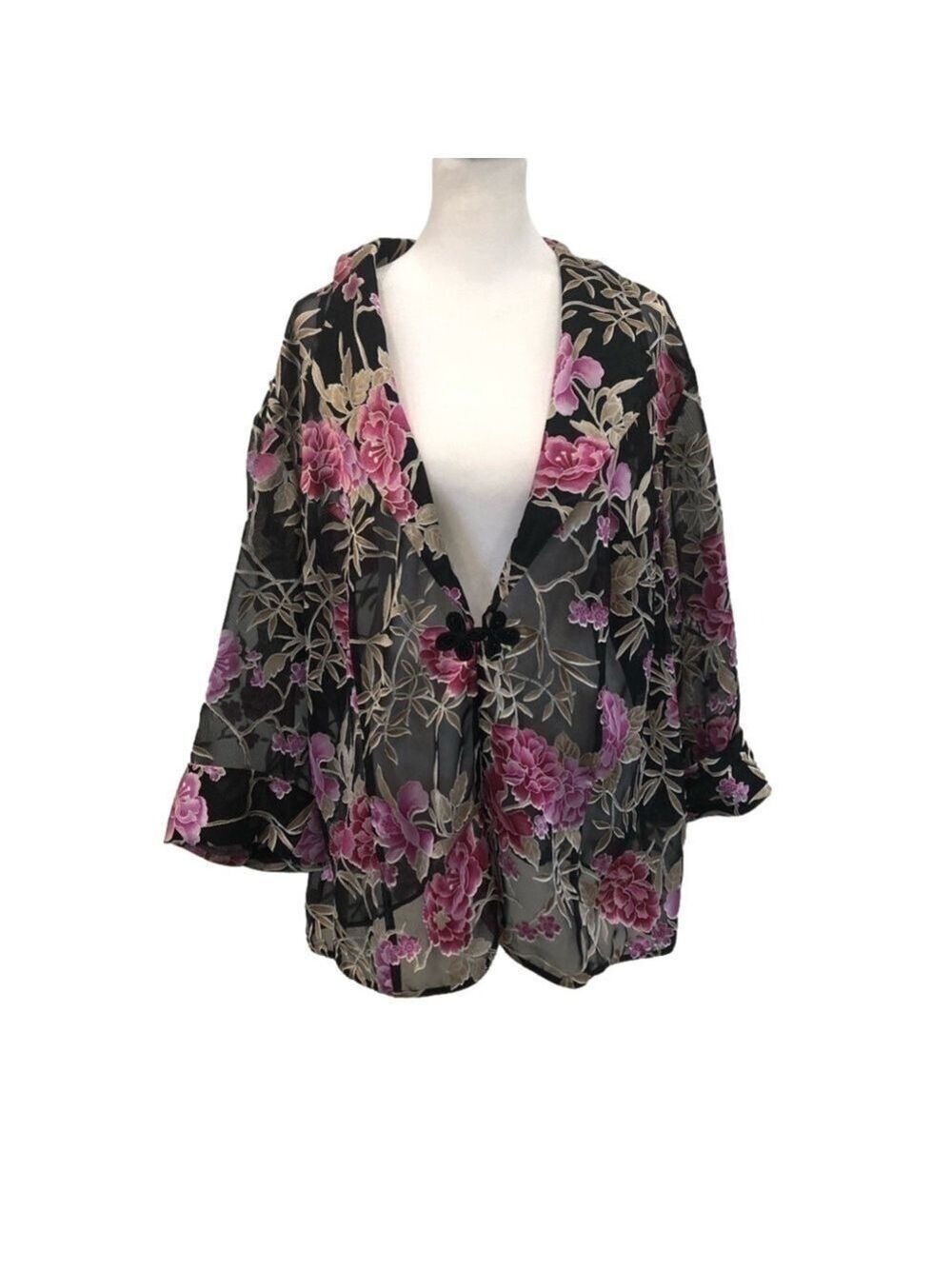 Alex Evenings Woman sheer floral evening jacket. Size 1X-2X. Wedding guest
